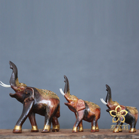 办公室招财摆件创意礼品木雕象泰国旅游纪念品手工雕刻大象摆设