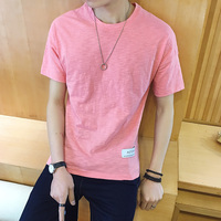 2016夏季男装纯棉短袖tx港风男士修身纯色圆领短袖T恤男日系潮流