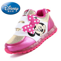 迪士尼正品2015秋季新款米奇米妮休闲旅游鞋女中大童鞋运动鞋灯鞋
