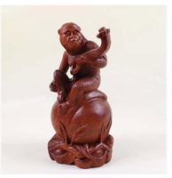凭祥陈锦记红木木雕工艺品花梨木元宝猴子摆件实木雕刻吉祥摆件