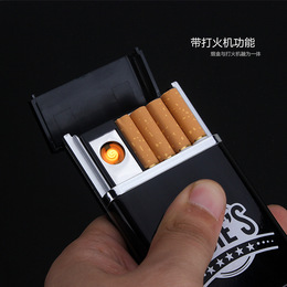 多功能烟盒带USB充电打火机创意时尚个性男女烟盒打火机签名刻字