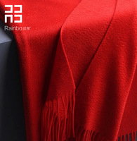 润帛纯色100%红色纯山羊绒围巾大披肩加厚两用双面秋冬季女正品