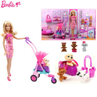 正品barbie芭比娃娃玩具套装公主礼盒女孩宠物集合BCF82玩具包邮