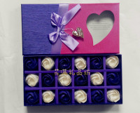18朵川崎玫瑰礼盒diy材料包纸花折纸玫瑰花 紫色爱心翻盖礼盒成品