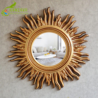 高档欧式镜装饰镜太阳镜子玄关镜圆镜浴室镜子壁挂镜复古卫生间镜
