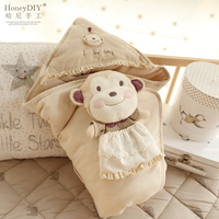 honeyDIY 猴年婴儿宝宝抱被有机棉秋冬抱被抱毯裹被被子材料包
