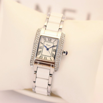 手表女表石英款式韩版方形潮流手链表简约白色防水陶瓷手表