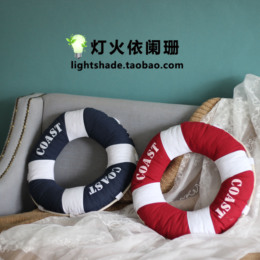 纯手工地中海海洋风格卡通水手救生圈可挂家居布艺装饰靠垫抱枕