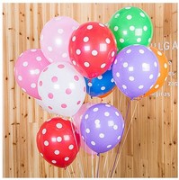 12寸糖果色气球波点圆点印花气球婚礼生日布置氦气飘空气球10个价