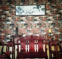东方神韵壁纸深压纹墙纸中式餐厅茶馆大小青红旧砖块复古现货特价
