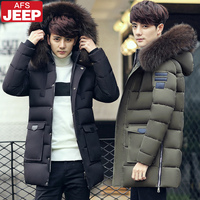 Afs Jeep/战地吉普加厚羽绒服男中长款2015新款韩版青年修身潮