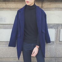 2015秋冬男士风衣中长款韩版外套加厚毛呢大衣青年欧美风呢子衣服