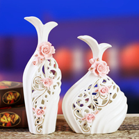欧式家居饰品摆件玉瓷描金镂空花瓶陶瓷装饰工艺品摆件结婚礼物