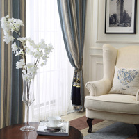 简约现代纯色条纹雪尼尔窗帘成品定制 卧室客厅落地窗帘飘窗短帘