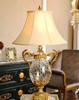 艺铜欧式美式复古新古典高档简约 玻璃全铜台灯书房卧室办公台灯