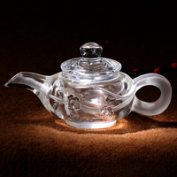 水晶加厚耐高温茶壶透明养生雕刻水壶可加热茶壶高档迷你茶具茶壶