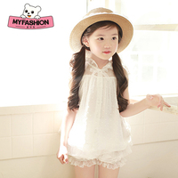 麦菲熊童装2015新款女童夏季宝宝儿童女孩韩版公主无袖T恤上衣