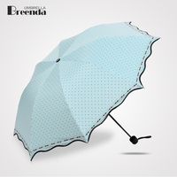 新款波点超强防晒晴雨伞 防紫外线 黑胶遮阳 超轻折叠太阳伞女伞