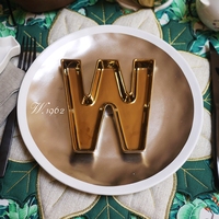 W1962最新潮品陶瓷镀金古铜色英文字母装饰盘/收纳盘/墙面装饰盘
