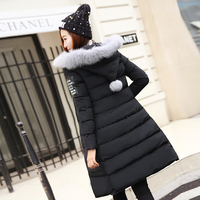 2015新款冬装棉衣女中长款韩版修身显瘦加厚保暖连帽大毛领外套潮