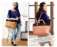 日本代购包邮 女款大包可爱实用女包单肩手拿两用拼接色多色可选