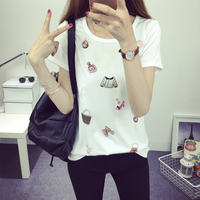 2016夏韩版学院风短袖T恤女学生纯棉百搭上衣体恤