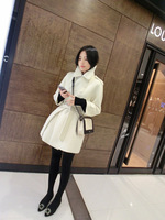 针织纹理温白色2WAY设计款大衣风衣女中长款外套