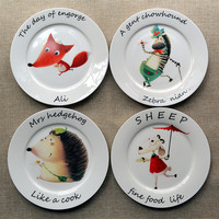 卡通可爱吃货盘 骨瓷盘创意卡通 盘子 平盘 牛排盘 西餐盘 动物盘