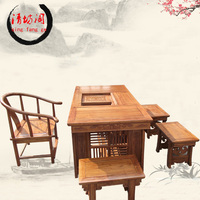 特价实木茶台榆木桌椅组合将军茶桌茶台功夫茶桌明清古典中式家具