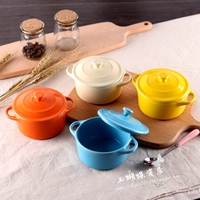 经典双皮奶碗带盖汤盅 双耳汤碗 陶瓷烤碗布丁蒸蛋模具 烘焙 甜品