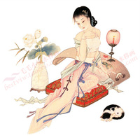 货号:65-61 中国画古典美女水移画装饰贴画厨房浴室瓷砖贴冰箱贴