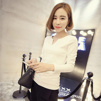 保暖加绒2015韩版新款纯色V领长袖t恤女款外穿打底衫学生女上衣