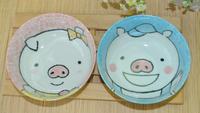两个包邮日式 日本进口陶瓷 古伊烧笑颜猪4.5多用碗 汤碗