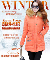 冬季新款韩版棉衣女中长款加厚棉袄修身大毛领桃皮绒女装外套批发