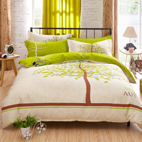 蒙娜丽莎全棉卡通套件床上四件套简约秋冬保暖床品床单被套1.5m