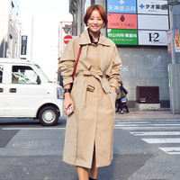 2016秋季新款韩国东大门长款宽松时尚气质显瘦系带风衣女大衣外套