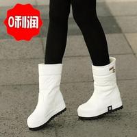 白色雪地靴 冬季正品纯色简约厚底女鞋 保暖防水防滑中筒女靴子