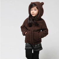 2015秋冬款韩版童装女童加绒加厚羊羔绒小熊儿童上衣休闲可爱外套