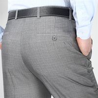 2015夏季男士双折西裤修身休闲长裤子直筒商务正装中年薄款抗皱潮