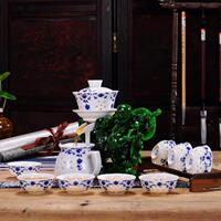 青花瓷全自动功夫茶具套装创意陶瓷懒人盖碗泡茶器玲珑品茶杯茶具