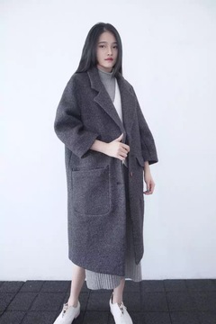 SU正品2015新款冬装女式风衣九分袖修身羊毛呢外套长款呢子大衣女