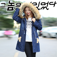 2015韩版新款秋冬孕妇装羔羊绒加厚牛仔加绒孕妇外套大码棉衣
