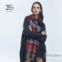 德昇高端格子羊绒围巾女 冬季新品保暖加厚羊毛披肩两用WC151657