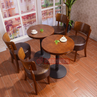 复古西餐厅咖啡厅桌椅组合 奶茶店甜品屋桌椅 餐饮茶餐厅桌椅