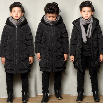 童装2015冬季男童羽绒服大童男孩加厚羽绒棉衣中长款男孩加厚外套