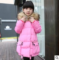 女童冬装新款韩版儿童羽绒服中大女童中长款大毛领童外套儿童装
