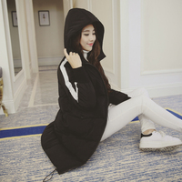2015冬季新款女装 韩版中长款羽绒棉棉衣 修身简约连帽女式棉服