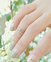 2016韩国代购5月现货 时尚气质优雅水钻双层开口戒指指环