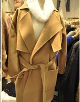 韩国2015新款秋冬女装显瘦酒红色驼色羊毛羊绒呢子大衣中长款外套