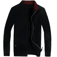2015秋冬男装外套 商务中年立领黑色薄款羊绒针织衫羊毛衣男开衫